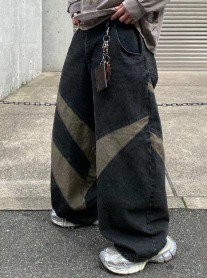 拼色鬆身牛仔褲 PULSE-079P