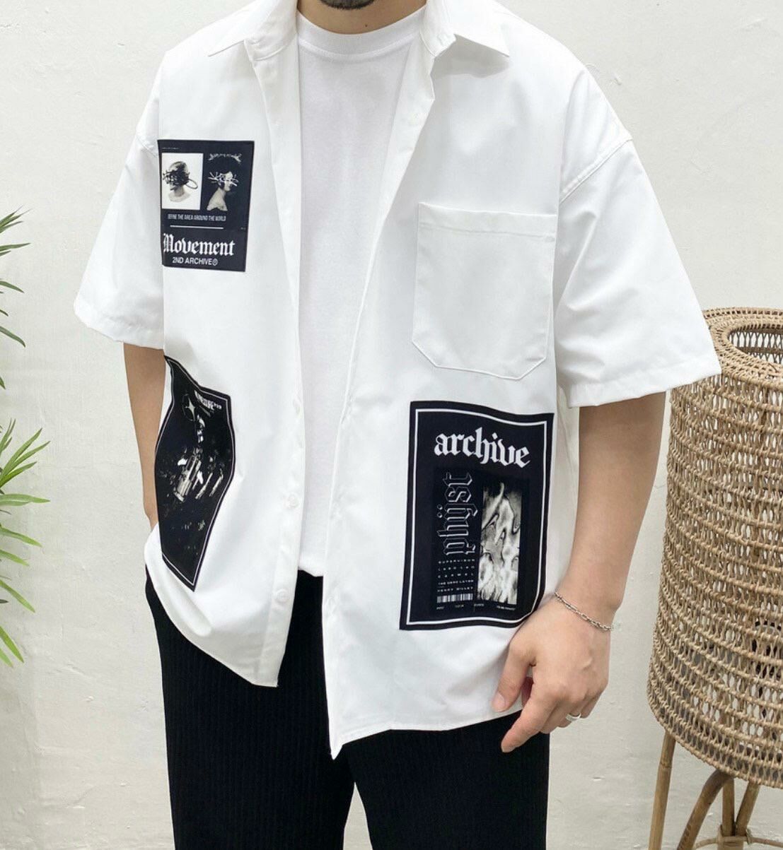 英文字圖案短袖恤衫 2nd-141S