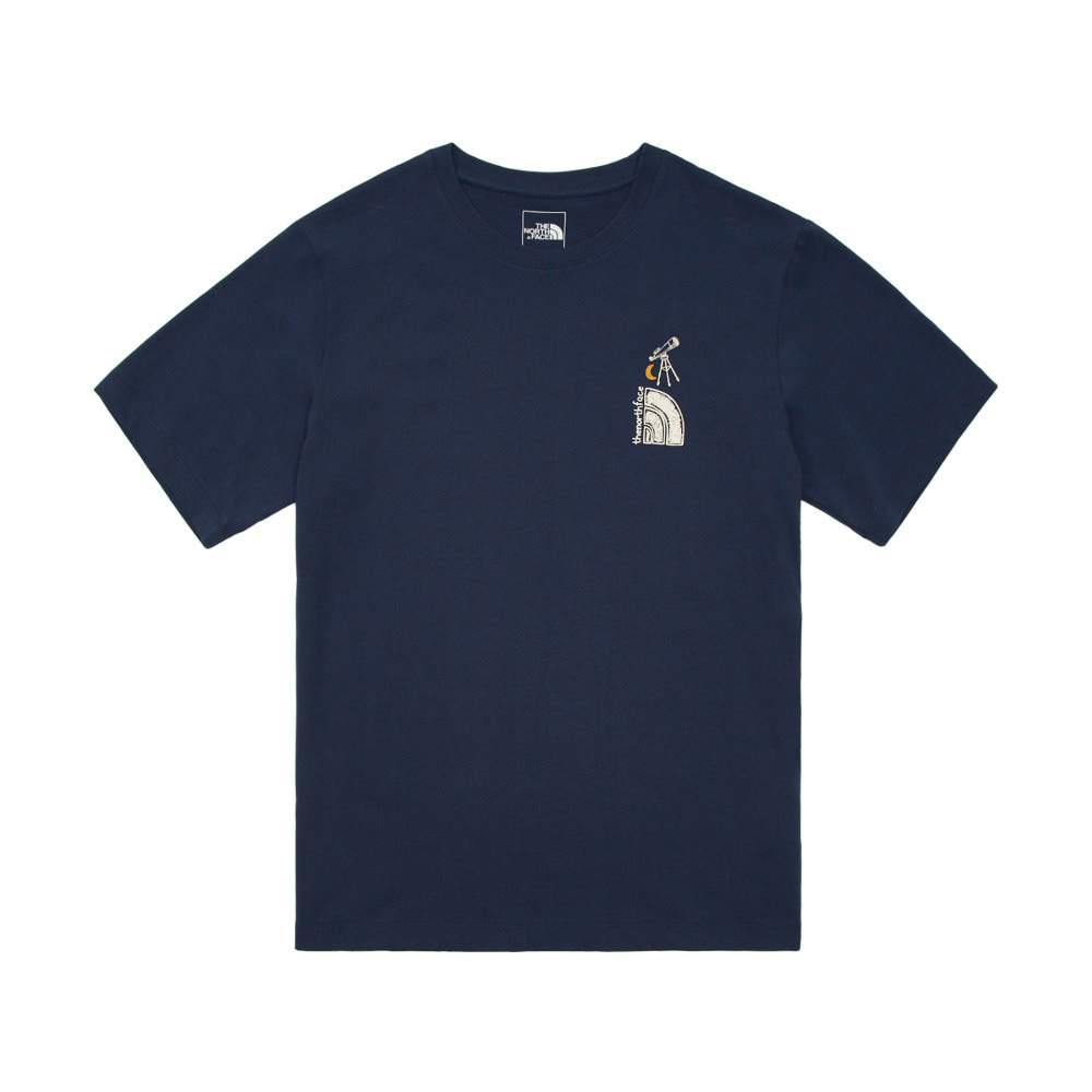 -(E12a02)-THE NORTH FACE U BTS S/S RLX TEE 天文望遠鏡 LOGO 插圖T-NF0A8AT4 深藍(8K2)/白(FN4)