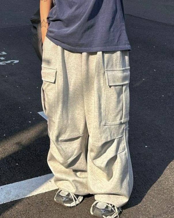 淨色棉質工裝鬆身褲 P2899