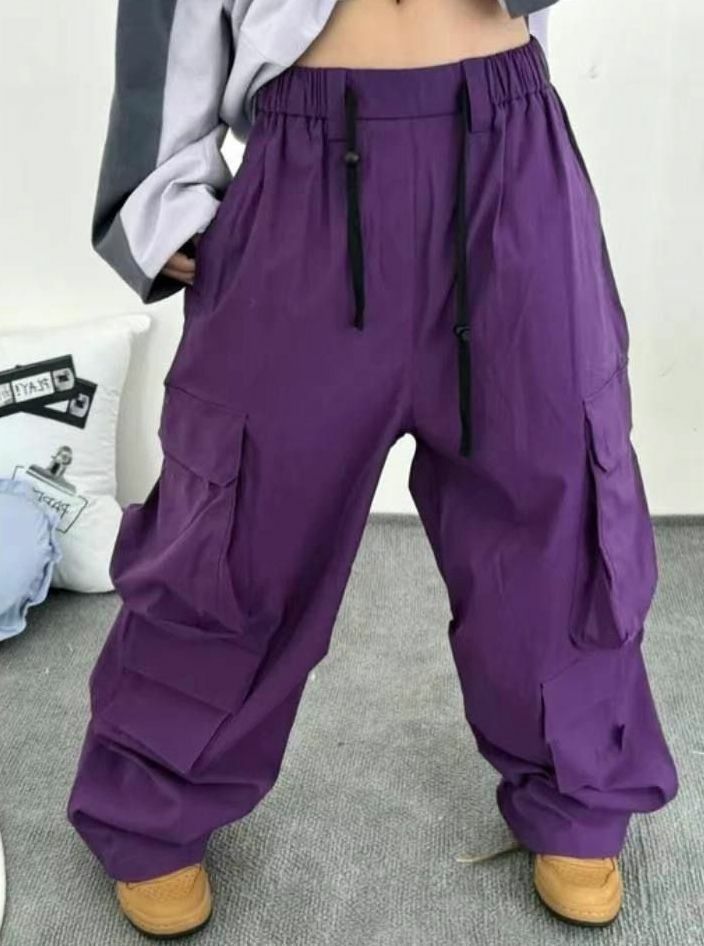 淨色工裝鬆身褲 P2906