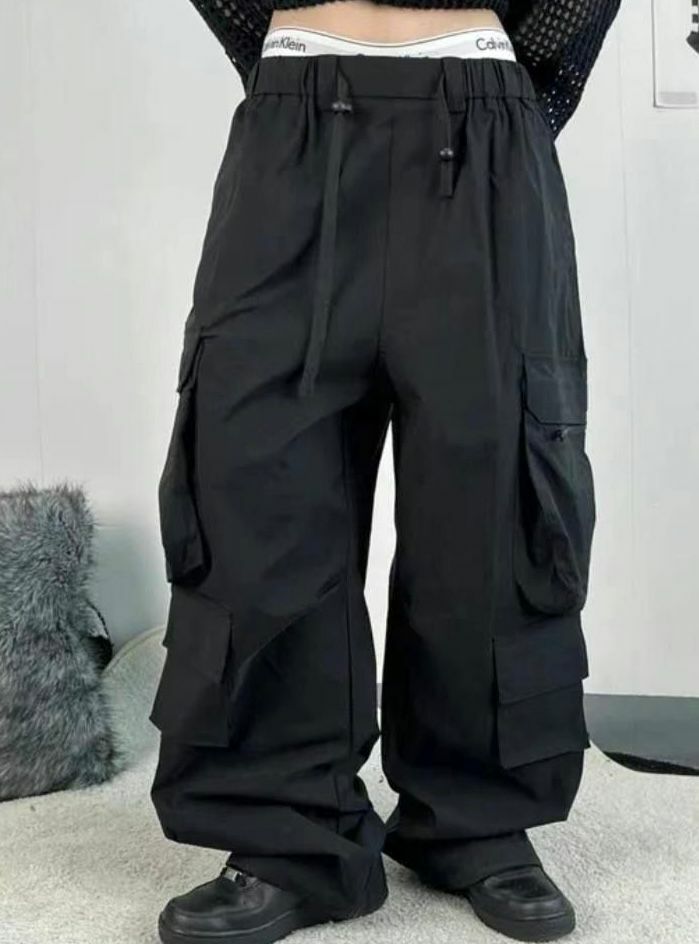 淨色工裝鬆身褲 P2906