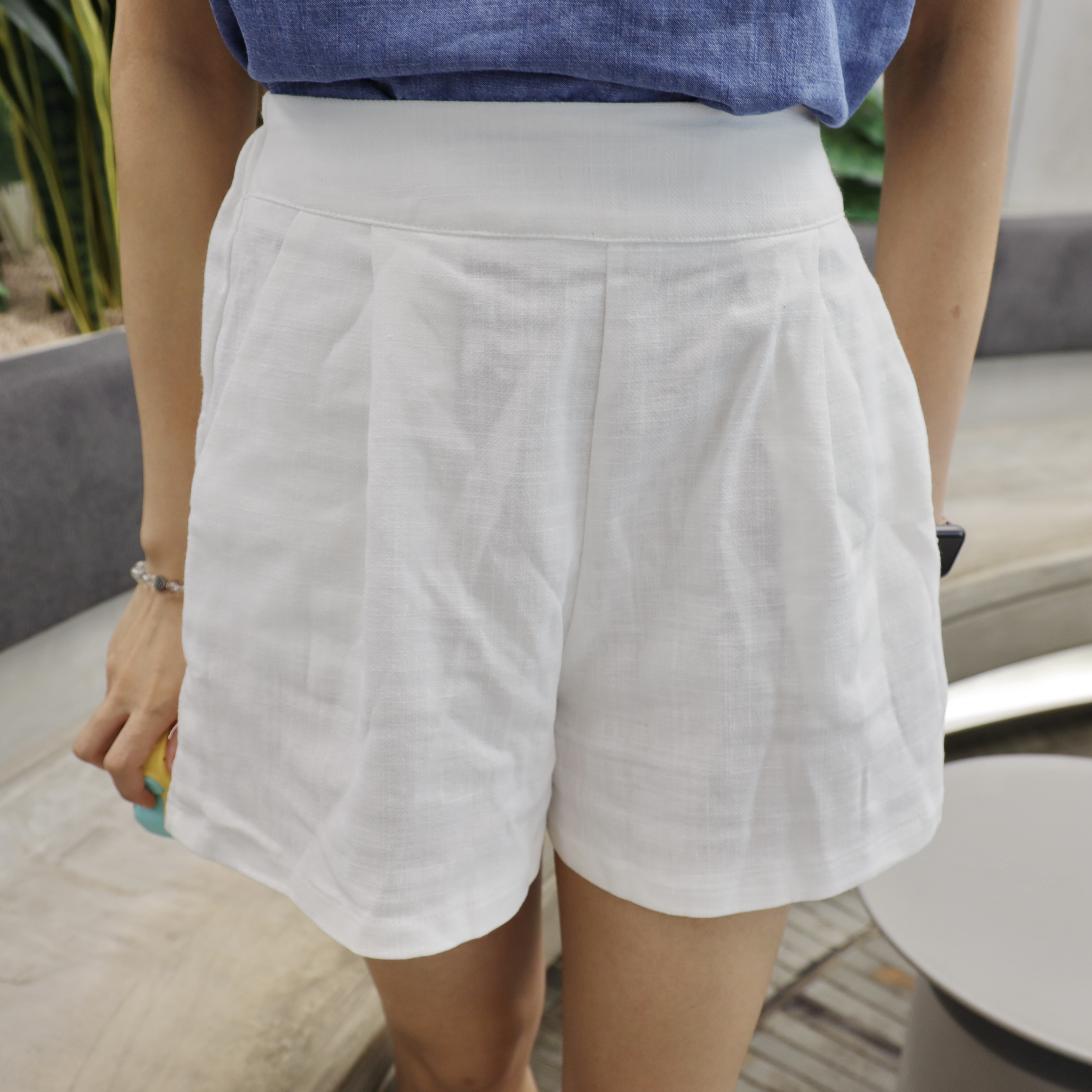 ||SR58|| 麻質橡筋腰闊腳短褲