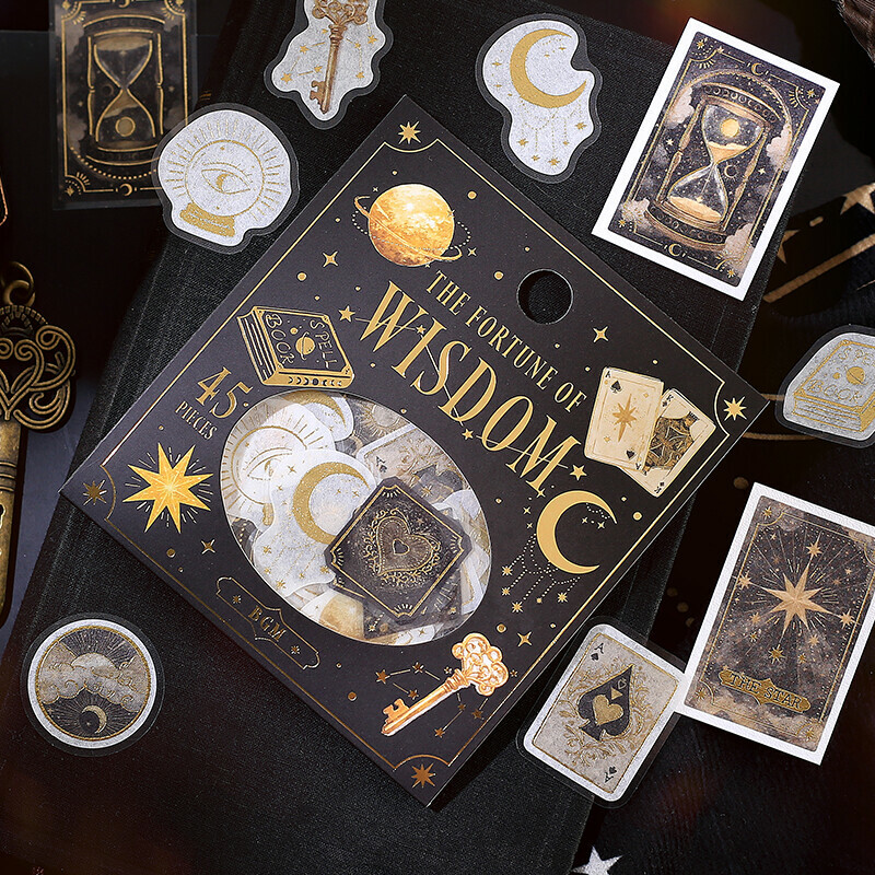 智慧 人生財富系列 45枚 箔押 和紙貼紙包｜日本 BGM