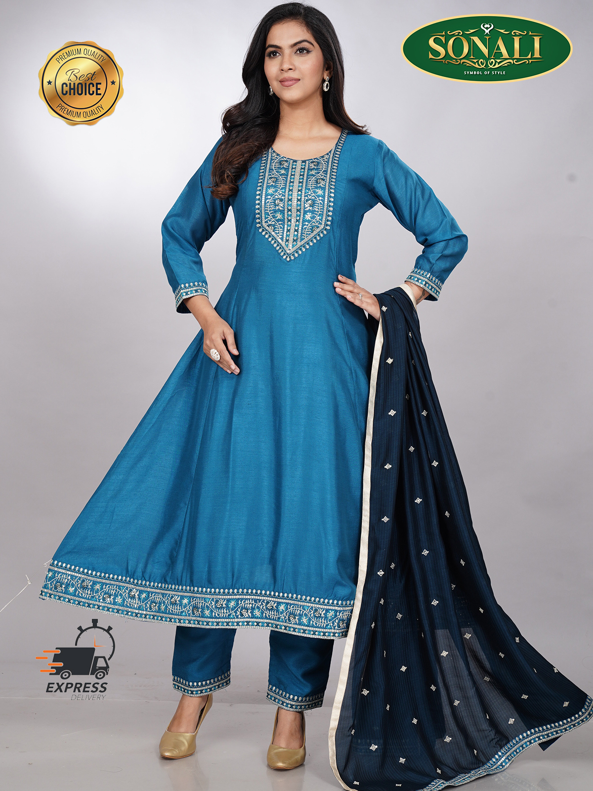 [READY STOCK] Sonali Premier Quality Women's Punjabi Suits / Women's Kurti Set Indian Tradition Women's Set - Q1901