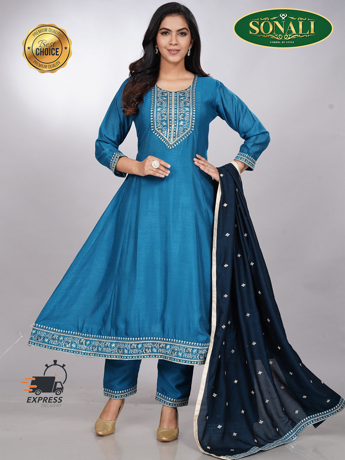 [READY STOCK] Sonali Premier Quality Women's Punjabi Suits / Women's Kurti Set Indian Tradition Women's Set - Q1901