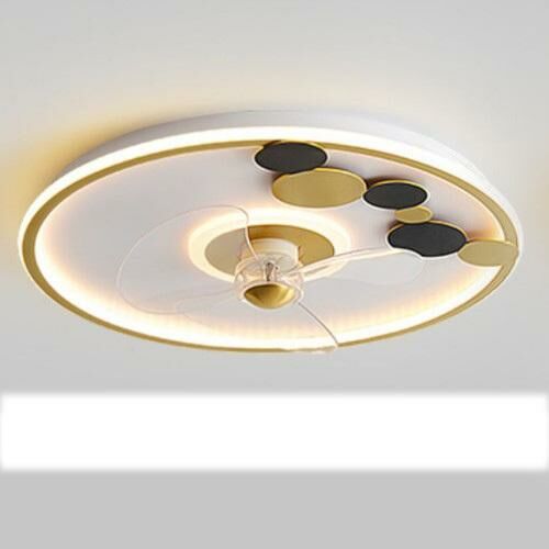 新款現代吸頂電風扇吊燈（環圈金色-55CM-無極調光-變頻遙控-小米小愛版）