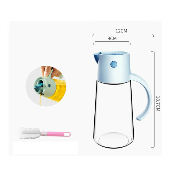 熱推玻璃油壺自動開合油瓶醬油瓶醋壺(【 ⚡ 中號】北卡藍550ML)