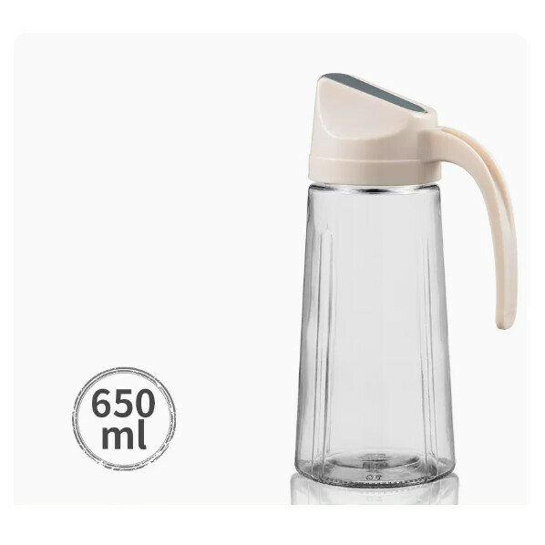 熱推玻璃油壺廚房家用自動開合大容量防漏醬油醋瓶(【杏色】650ml)
