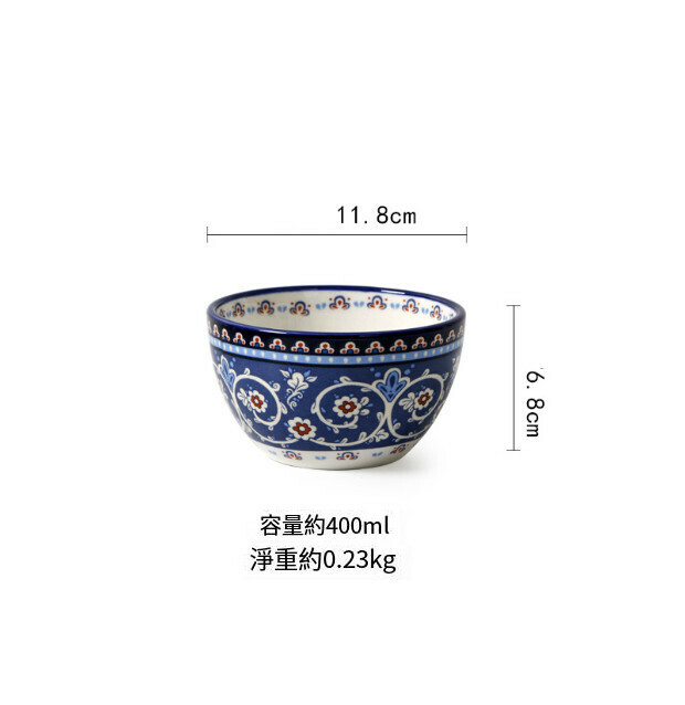 熱推陶瓷手繪米飯碗(藍韻4.6英寸小碗（11.8cm）)
