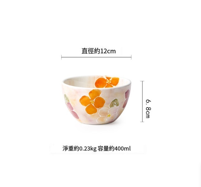 熱推陶瓷手繪米飯碗(夢幻粉色4.8英寸小碗（12cm）)