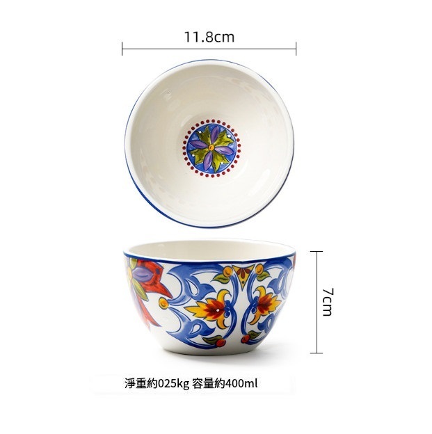熱推陶瓷手繪米飯碗(天竺藍4.6英寸小碗（11.8cm）)