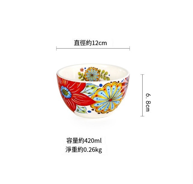 熱推陶瓷手繪米飯碗(花開富貴4.7英寸小碗（12cm）)