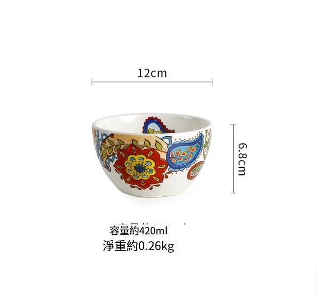 熱推陶瓷手繪米飯碗(白羽毛4.7英寸小碗（12cm）)