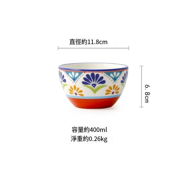 爆款陶瓷手繪米飯碗(多米諾4.6英寸小碗（11.8cm）)