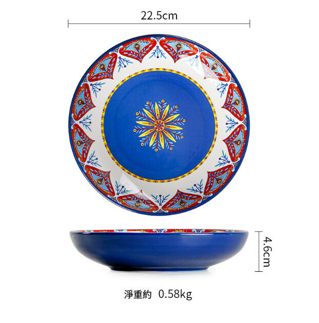 Popular ceramic dinner plate (Red Celebration-8.8 inches deep plate (22.5cm))