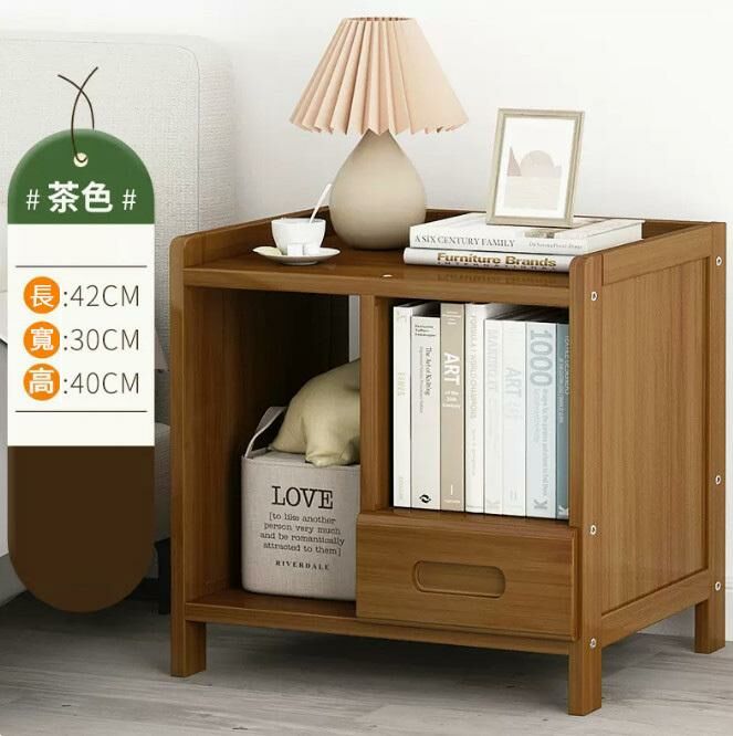 Popular bedside table (brown - single drawer with compartment, 42cm long)