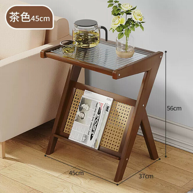 Popular bedside table (45 brown-Changhong glass)