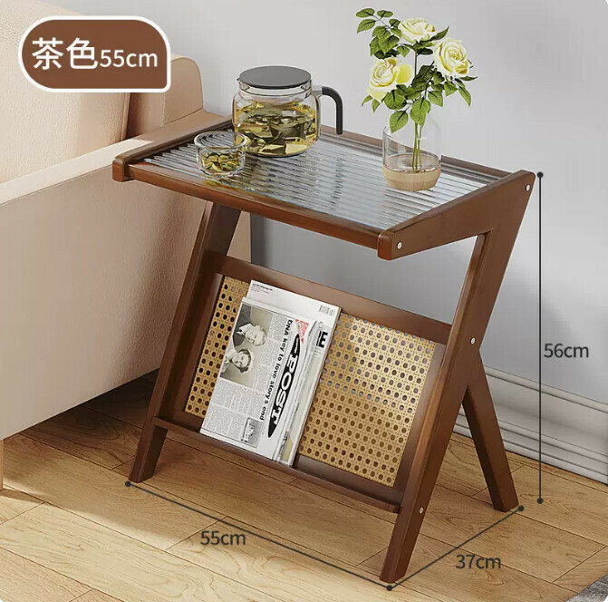 Popular bedside table (55 brown-Changhong glass)