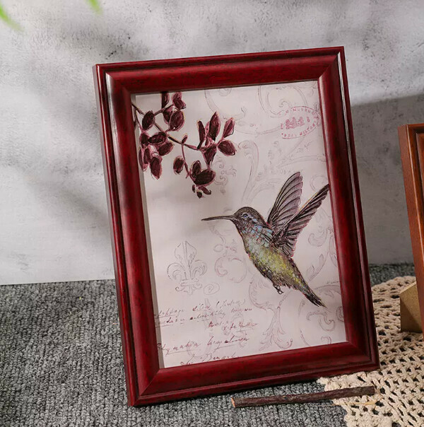Hot selling retro photo frame table (mahogany color, small 12 inches [inner frame 20.3*30.5 cm] hanging)