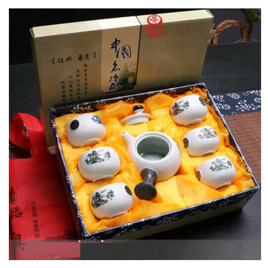 Hot selling snowflake glaze tea set [Tai Chi landscape snowflake glaze] [gift box]