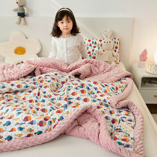 Hot Selling Pure Cotton Blanket Little Fat Fish [Pure Cotton Spring and Autumn Quilt] Size [120x150cm]