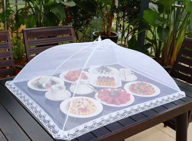 Popular dining table fly-proof folding vegetable cover (80cm*60cm [white] rectangular)