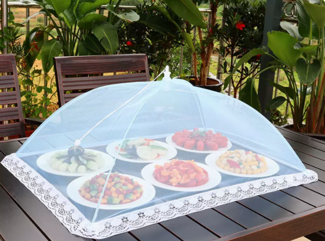 Popular dining table fly-proof folding vegetable cover (65cm*45cm [light blue] rectangular)