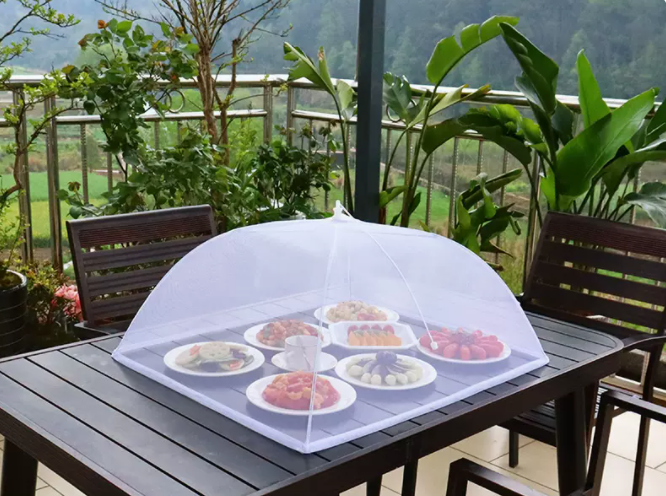 Popular dining table fly-proof folding vegetable cover (70cm*60cm edged [white] rectangular)