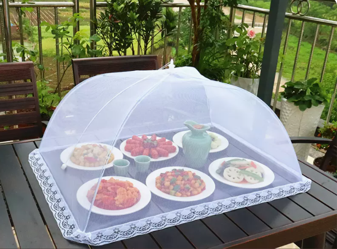 Popular dining table fly-proof folding vegetable cover (70cm*50cm [white] rectangular)