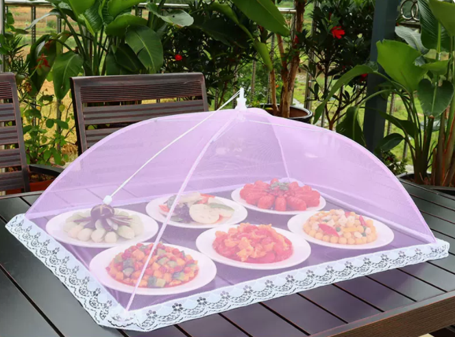 Popular dining table fly-proof folding vegetable cover (65cm*45cm [light purple] rectangular)