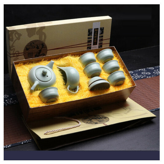 Popular Ru Kiln Kung Fu Tea Set [10 Beauty Pots Ru Kiln [Gift Box]