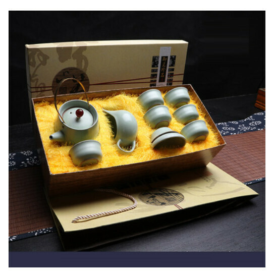 Popular Ru Kiln Kung Fu Tea Set [10-Head Blue Pot Ru Kiln [Gift Box]