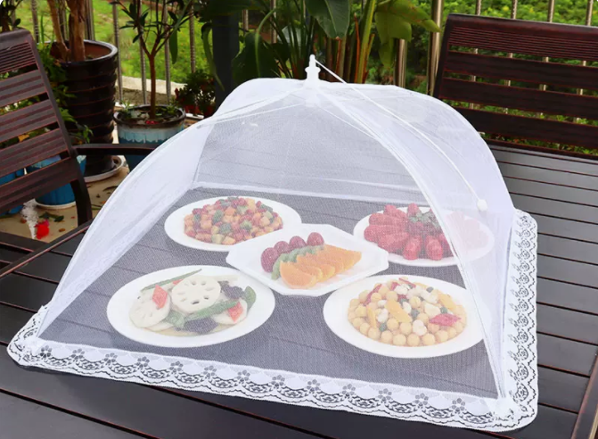 Popular dining table fly-proof folding vegetable cover (55cm*55cm [white] square)