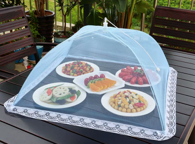 Popular dining table fly-proof folding vegetable cover (55cm*55cm [light blue] square)