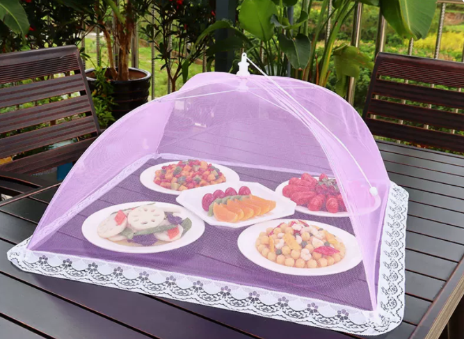 Popular dining table fly-proof folding vegetable cover (55cm*55cm [light purple] square)