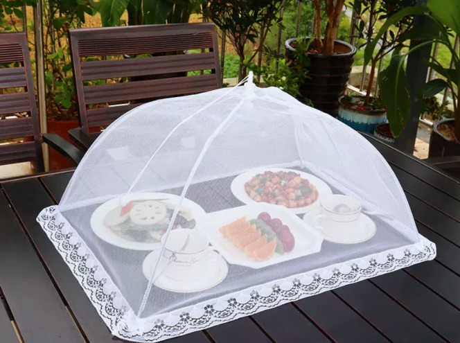 Popular dining table fly-proof folding vegetable cover (55cm*37cm [white] rectangular)