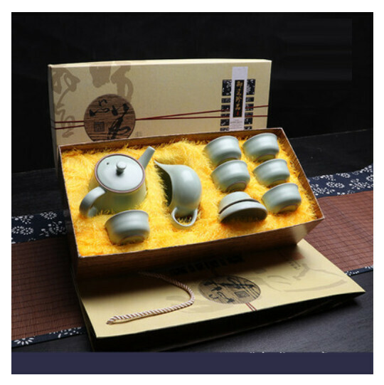 Popular Ru Kiln Opening Kung Fu Tea Set [10 New Pots from Ru Kiln [Gift Box]