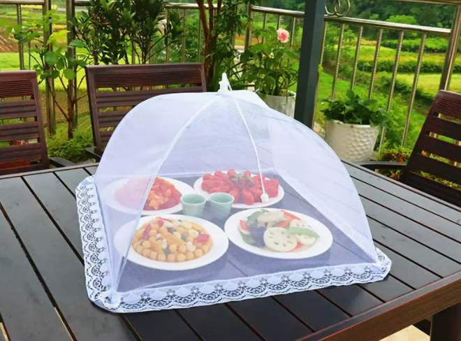 Popular dining table fly-proof folding vegetable cover (47cm*47cm [white] square)