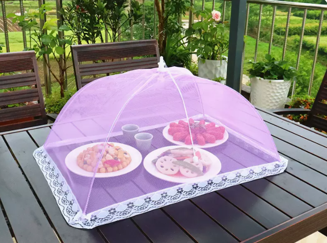 Popular dining table fly-proof folding vegetable cover (55cm*37cm [light purple] rectangular)