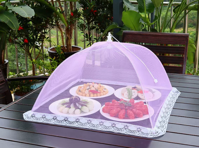 Popular dining table fly-proof folding vegetable cover (47cm*47cm [light purple] square)