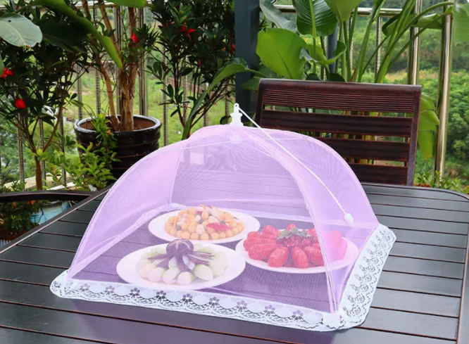 Popular dining table fly-proof folding vegetable cover (42cm*42cm [light purple] square)