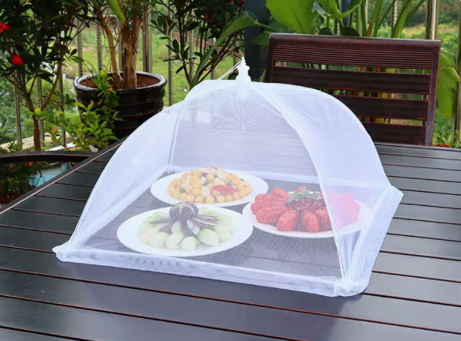 Popular dining table fly-proof folding vegetable cover (43cm*43cm [white] square)