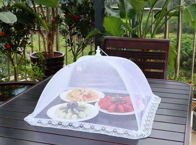 Popular dining table fly-proof folding vegetable cover (42cm*42cm [white] square)