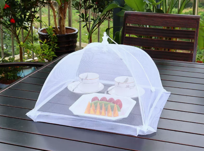 Popular dining table fly-proof folding vegetable cover (37cm*37cm [white] square)