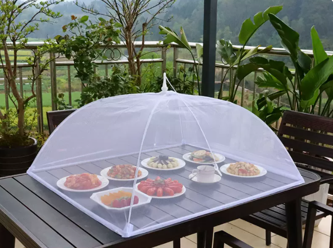 Popular transparent anti-fly mesh cover for dining table and food (size: 100cm*100cm)