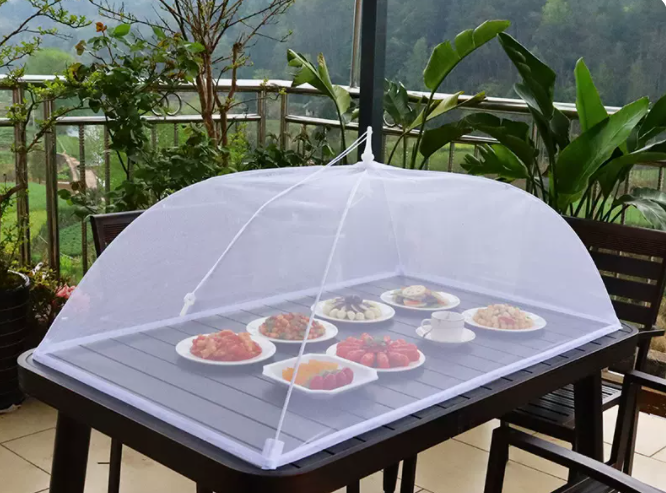 Popular transparent anti-fly mesh cover for dining table and food (size: 110cm*80cm)