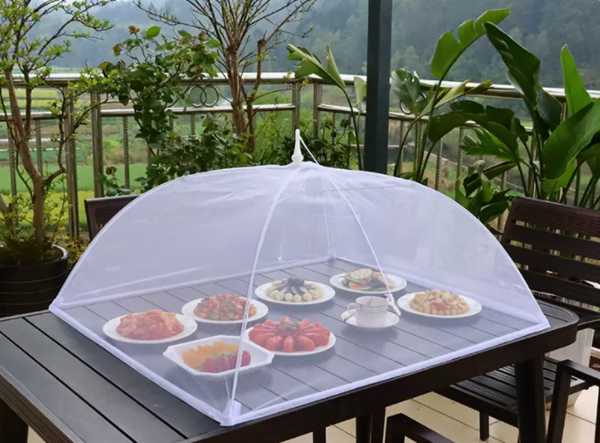 Popular transparent anti-fly mesh cover for dining table and food (size: 90cm*90cm)