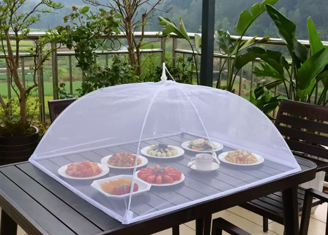 Popular transparent anti-fly mesh cover for dining table and food (size: 80cm*80cm)