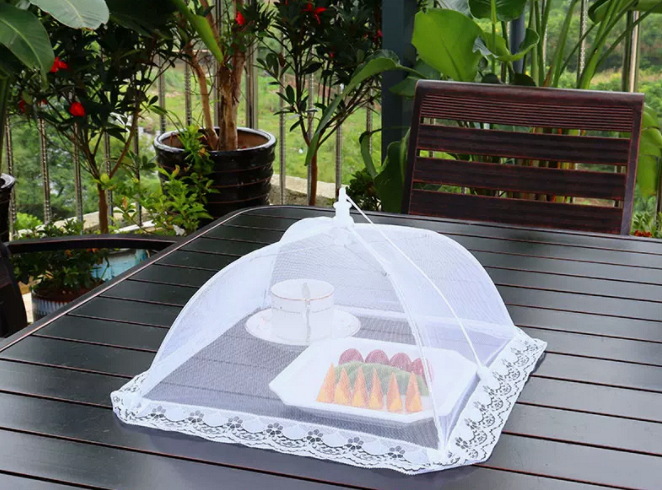 Popular dining table fly-proof folding vegetable cover (32cm*32cm [white] square)